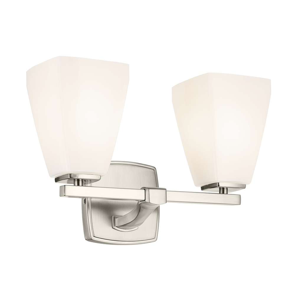 Marant 14.25" 2-Light Vanity Light with Opal Glass in Brushed Nickel