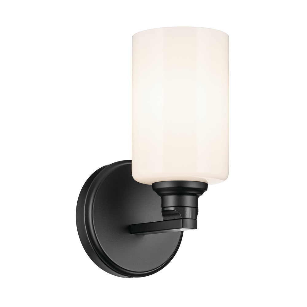 Gioe 9.5" 1-Light Wall Sconce with Opal Glass in Black