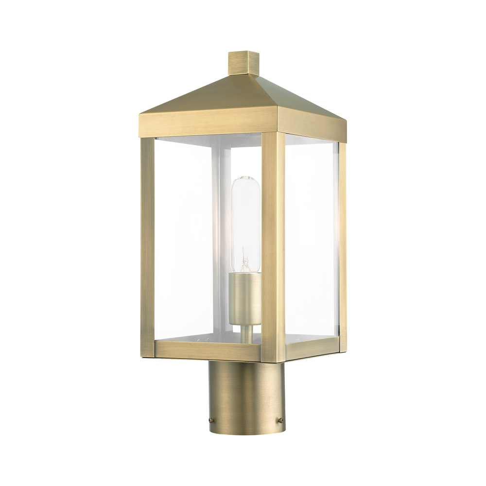 1 Lt Antique Brass Outdoor Post Top Lantern