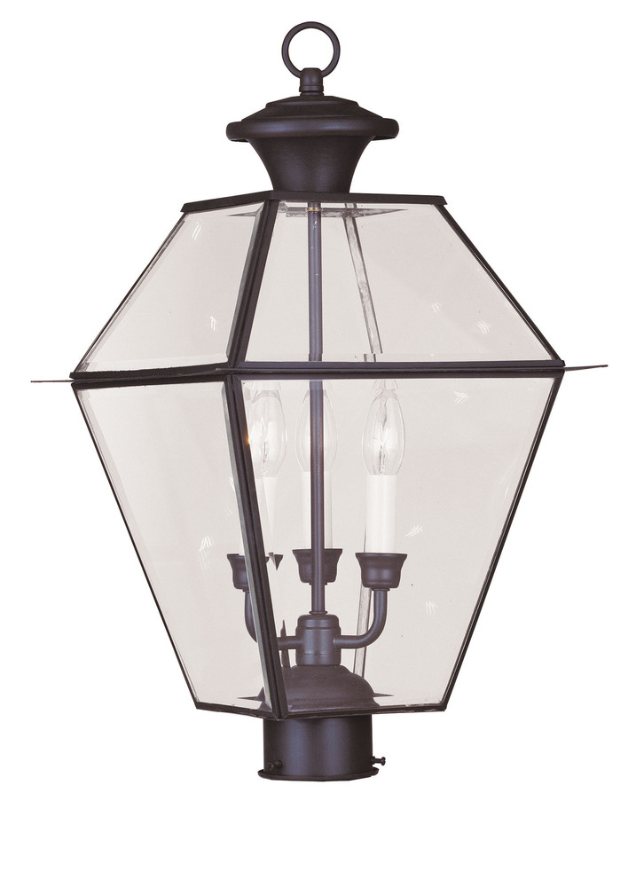 3 Light Bronze Outdoor Post Lantern