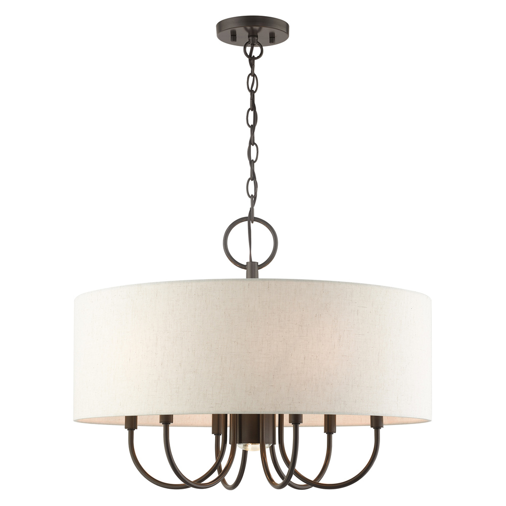 7 Lt English Bronze Pendant Chandelier