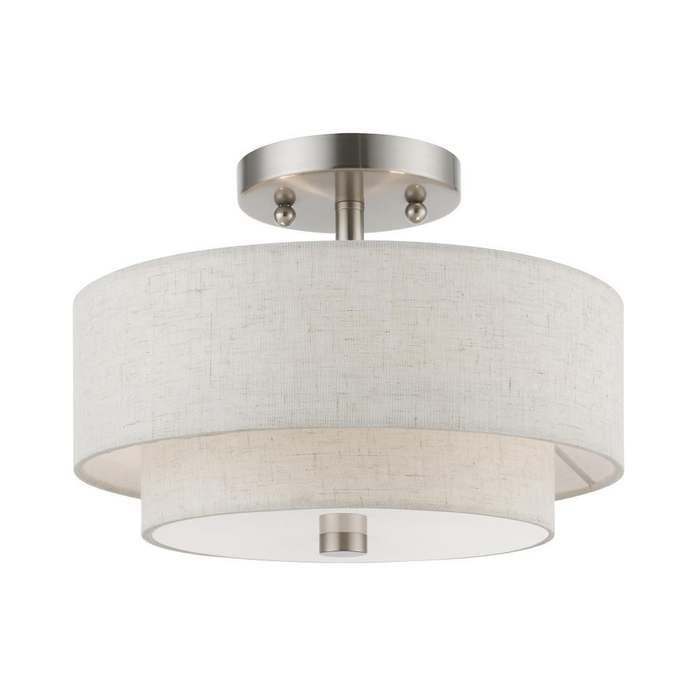 2 Light Brushed Nickel Semi-Flush