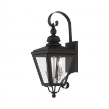 Livex Lighting 27372-04 - 2 Light Black Outdoor Medium Wall Lantern with Brushed Nickel Finish Cluster