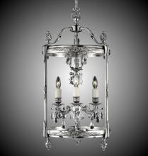 American Brass & Crystal LT2213-A-23S-ST - 3 Light 13 inch Lantern with Clear Curved glass & Crystal