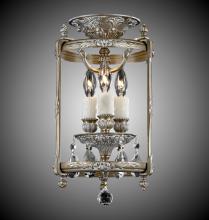 American Brass & Crystal LTFM2208-O-10W-PI - 3 Light 8 inch Semi-Flush Lantern with Clear Curved glass & Crystal