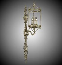 American Brass & Crystal WS2187-08G-ST - 3 Light 8 inch Lantern Extended Wall Sconce with Clear Curved Glass