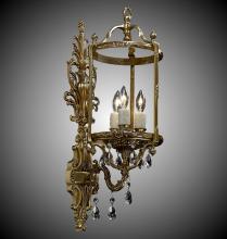 American Brass & Crystal WS2284-O-03G-ST - 3 Light 8 inch Lantern Wall Sconce with Clear Curved glass & Crystal