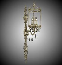 American Brass & Crystal WS2287-A-04G-PI - 3 Light 8 inch Extended Lantern Wall Sconce with Clear Curved glass & Crystal