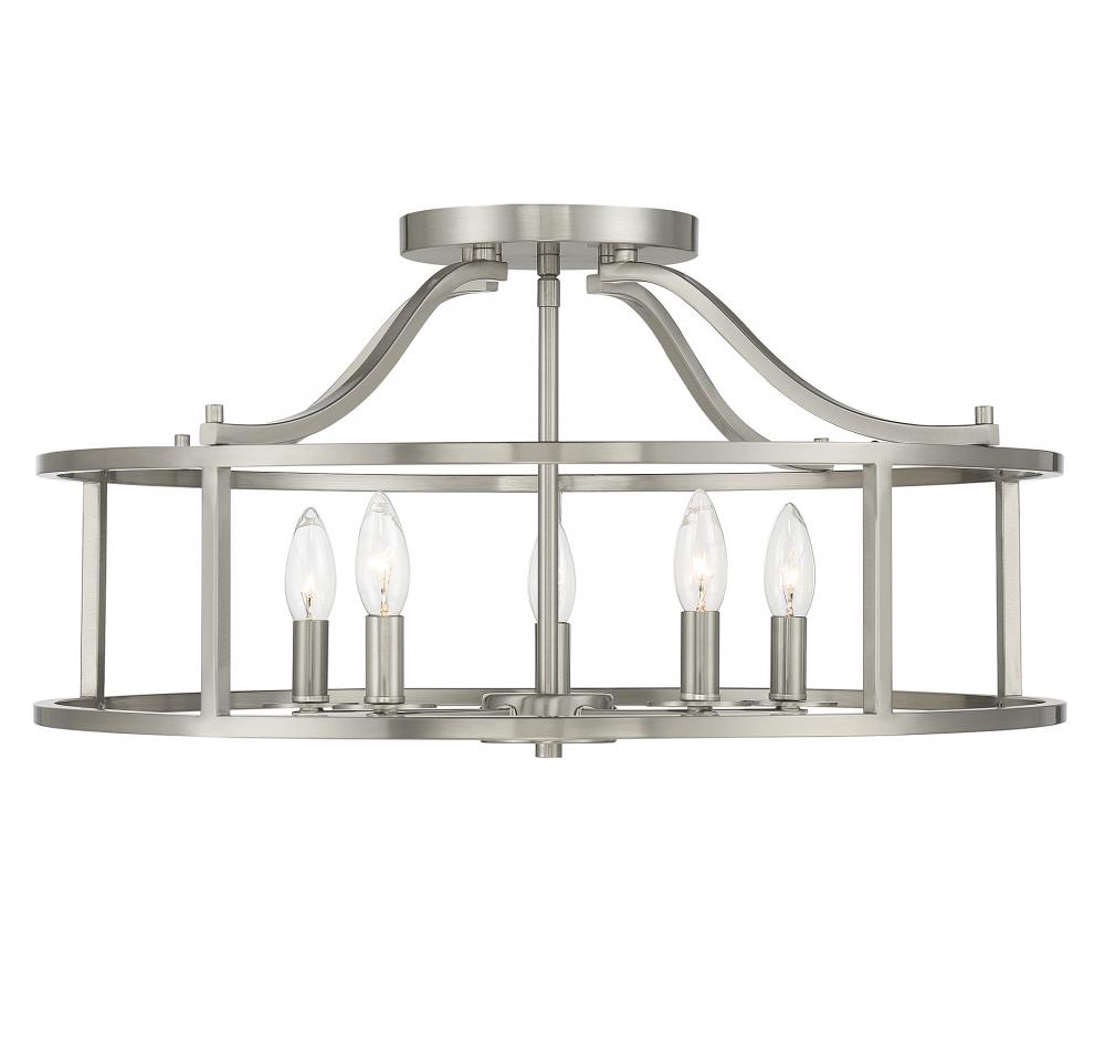 Stockton 5-Light Ceiling Light in Satin Nickel