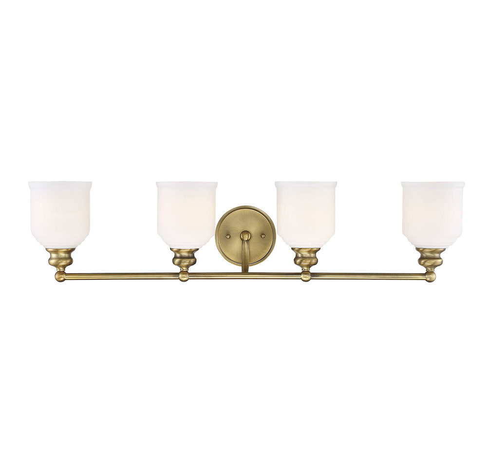 Melrose 4-Light Bathroom Vanity Light in Warm Brass