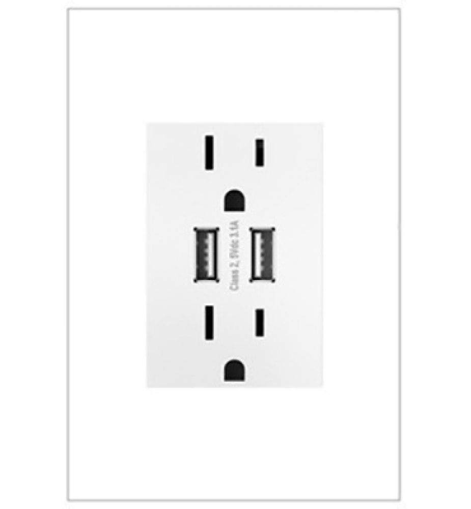 adorne® Dual-USB Outlet , White