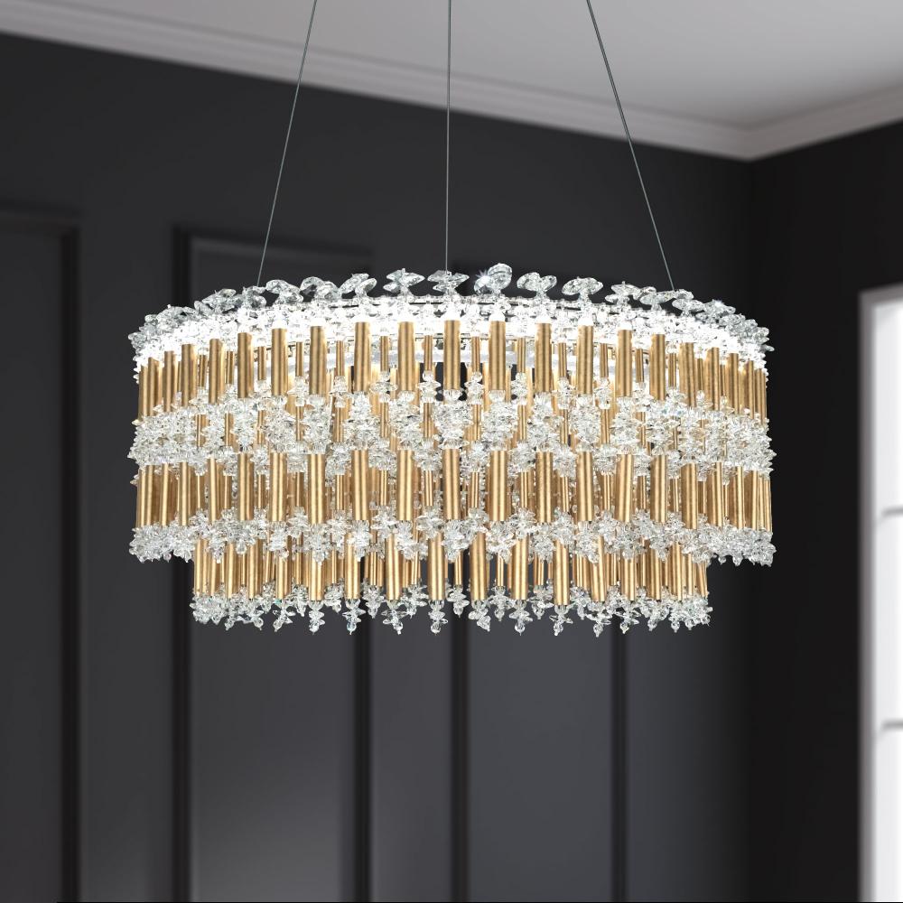 Tahitian 25in LED 3000K/3500K/4000K 120V-277V Pendant in Black with Clear Optic Crystal