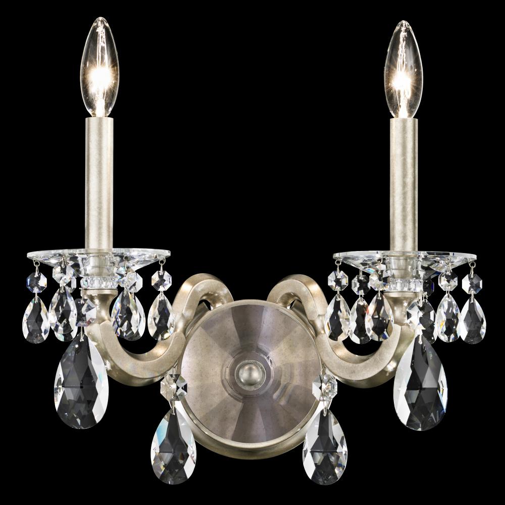 San Marco 2 Light 120V Wall Sconce in Antique Silver with Radiance Crystal