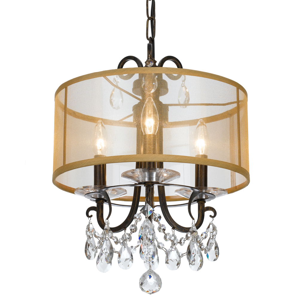 Othello 3 Light Clear Crystal English Bronze Mini Chandelier