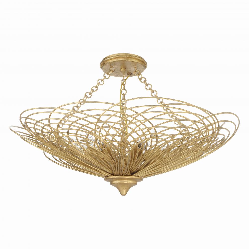 Doral 6 Light Renaissance Gold Semi Flush Mount