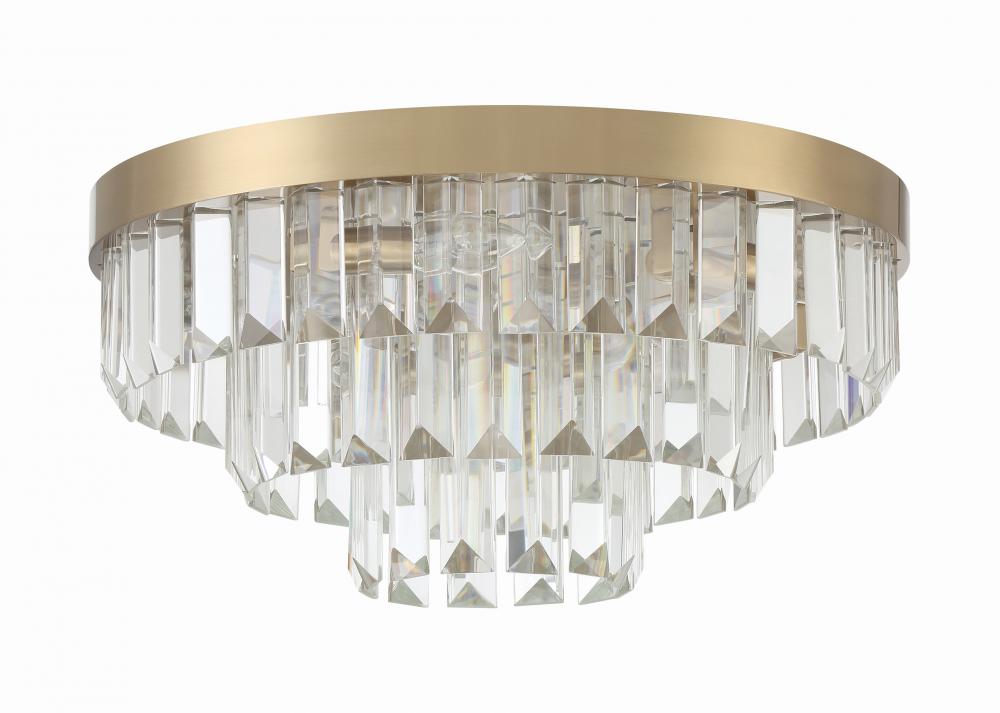 Hayes 8 Light Aged Brass Flush Mount