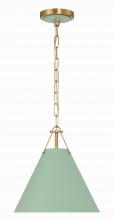 Crystorama XAV-B8301-VG-GR - Xavier 1 Light Vibrant Gold + Green Mini Pendant