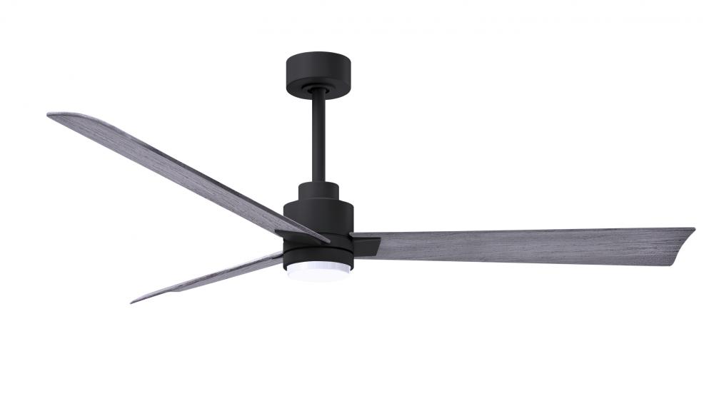 Alessandra 3-blade transitional ceiling fan in matte black finish with Barn Wood blades. Optimized