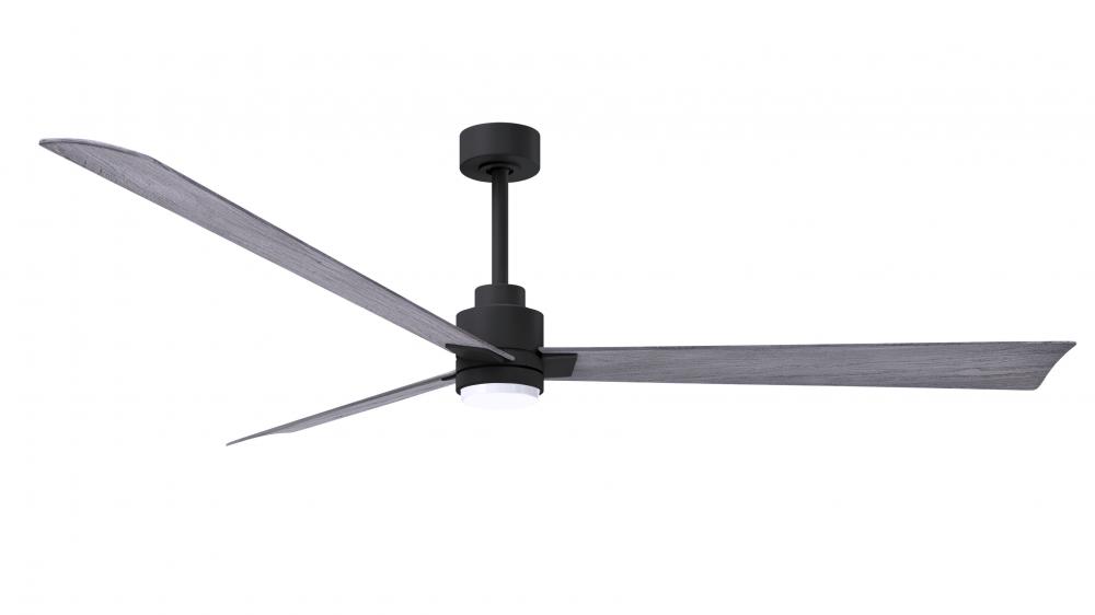 Alessandra 3-blade transitional ceiling fan in matte black finish with Barn Wood blades. Optimized