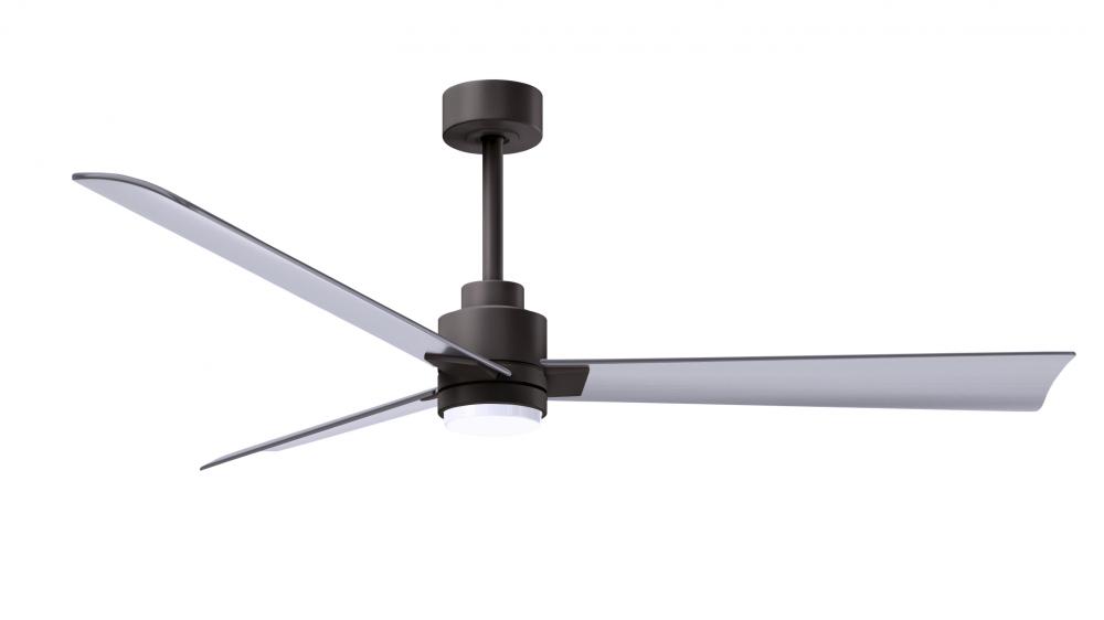 Alessandra 3-blade transitional ceiling fan in textured bronze finish with brushed nickel blades.