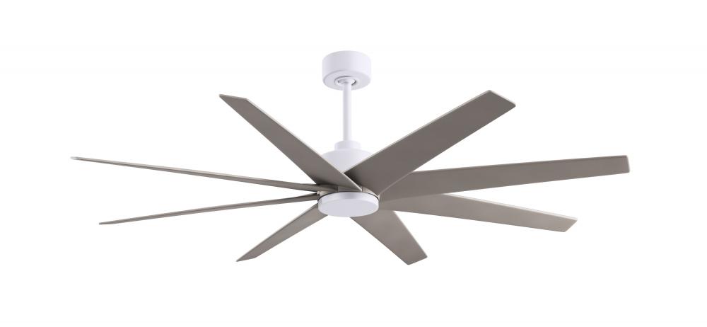 Ariella 8-blade ceiling fan in Matte White and Brushed Nickel blades