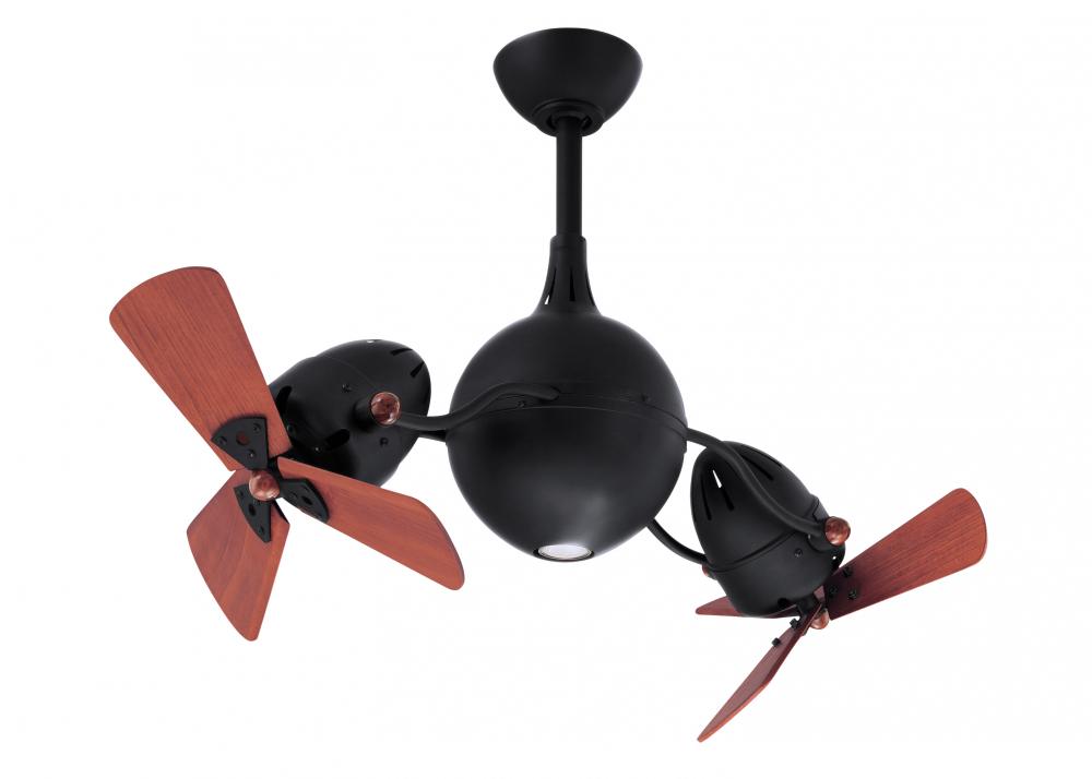 Acqua 360° rotational 3-speed ceiling fan in matte black finish with solid sustainable mahogany w