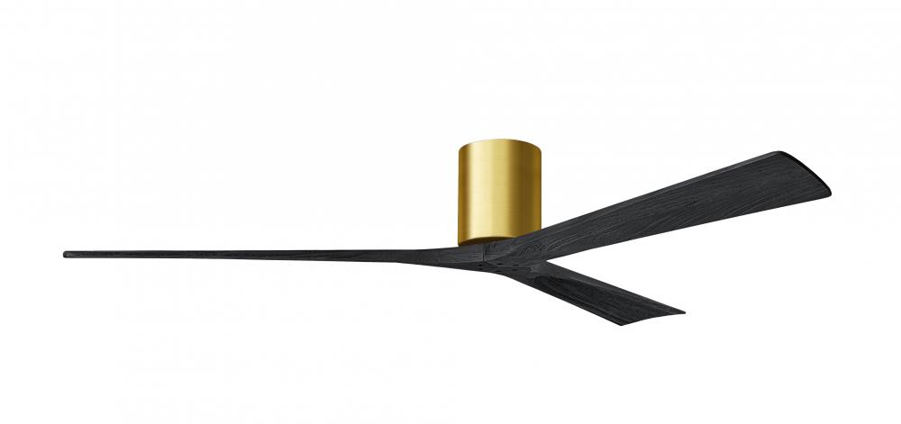 Irene-3H three-blade flush mount paddle fan in Brushed Brass finish with 72” solid matte black w