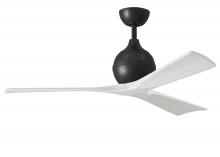 Matthews Fan Company IR3-BK-MWH-52 - Irene-3 three-blade paddle fan in Matte Black finish with 52" solid matte white wood blades.