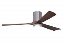 Matthews Fan Company IR3HLK-BP-WA-60 - Irene-3HLK three-blade flush mount paddle fan in Brushed Pewter finish with 60” solid walnut ton