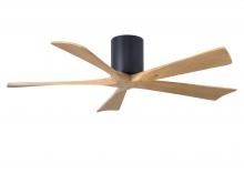 Matthews Fan Company IR5H-BK-LM-52 - Irene-5H three-blade flush mount paddle fan in Matte Black finish with 52” Light Maple tone blad