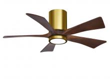 Matthews Fan Company IR5HLK-BRBR-WA-42 - IR5HLK five-blade flush mount paddle fan in Brushed Brass finish with 42” solid matte white wood