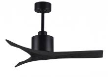 Matthews Fan Company MW-BK-BK-42 - Mollywood 6-speed contemporary ceiling fan in Matte Black finish with 42” solid matte black wood