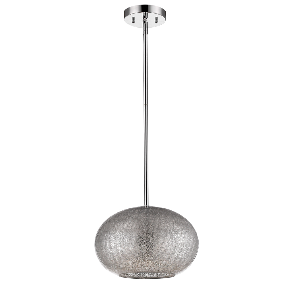 Brielle 1-Light Polished Nickel Pendant With Textured Glass Shade