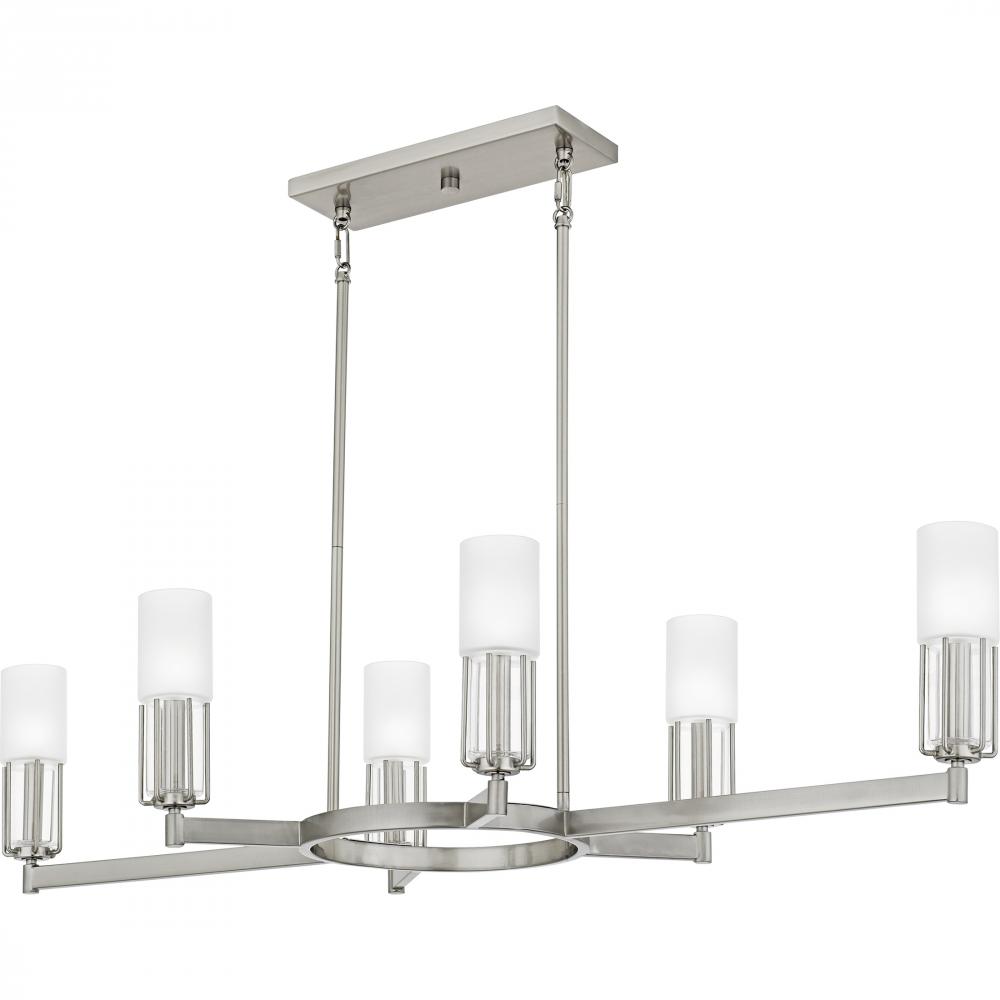 Cruz 6-Light Brushed Nickel Linear Chandelier