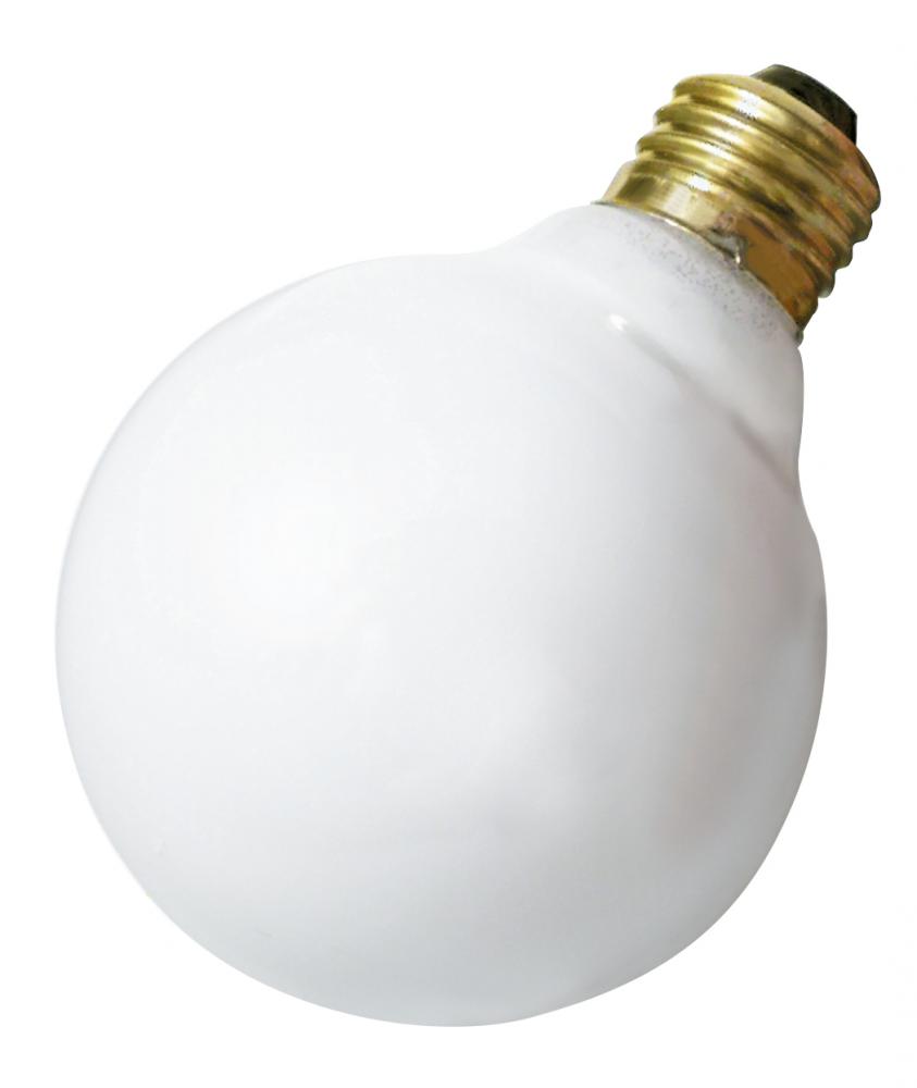 25 Watt G30 Incandescent; Gloss White; 2500 Average rated hours; 150 Lumens; Medium base; 120 Volt