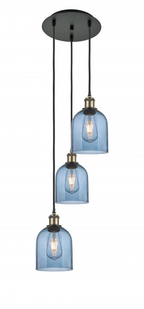 Bella - 3 Light - 12 inch - Black Antique Brass - Cord Hung - Multi Pendant