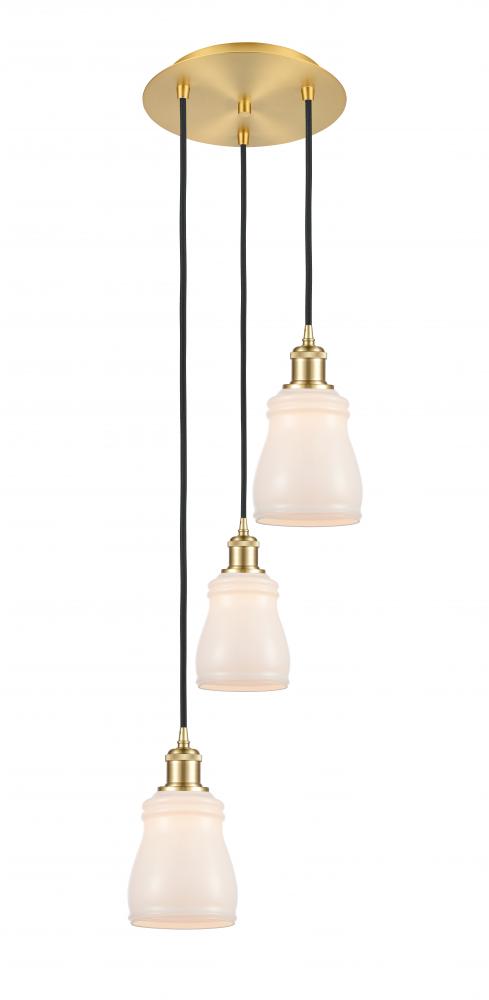 Ellery - 3 Light - 12 inch - Satin Gold - Cord Hung - Multi Pendant