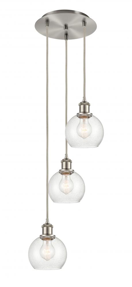 Athens - 3 Light - 12 inch - Brushed Satin Nickel - Cord Hung - Multi Pendant