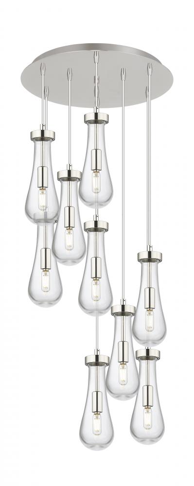 Owego - 9 Light - 19 inch - Polished Nickel - Multi Pendant