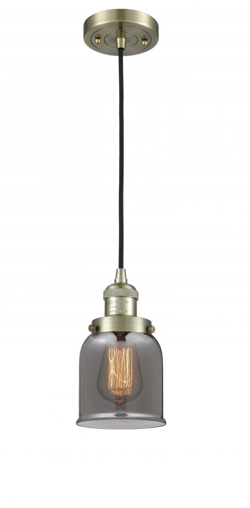 Bell - 1 Light - 5 inch - Antique Brass - Cord hung - Mini Pendant