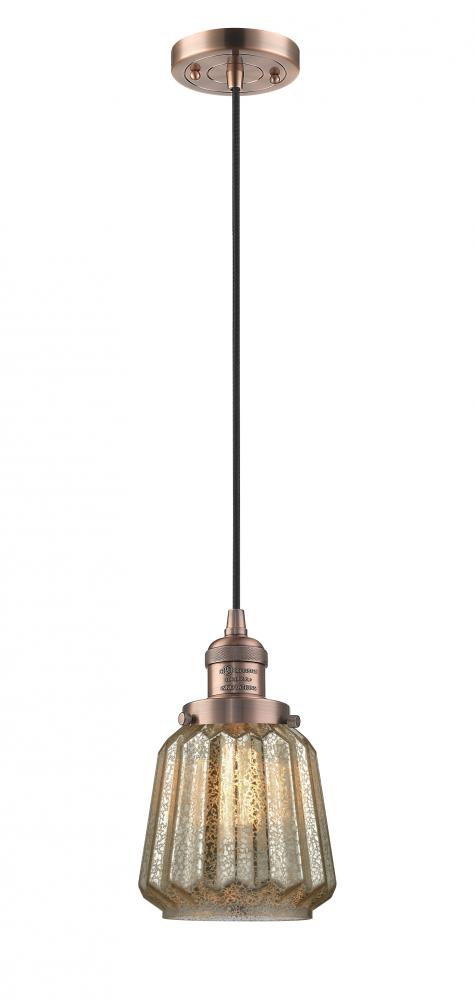 Chatham - 1 Light - 7 inch - Antique Copper - Cord hung - Mini Pendant