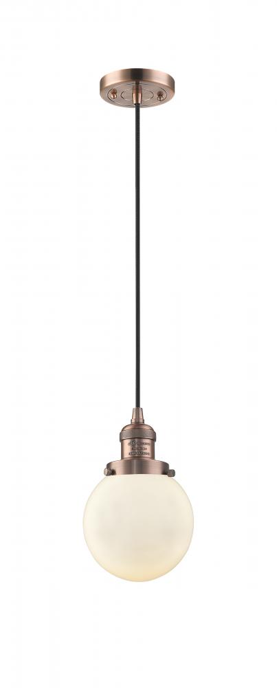 Beacon - 1 Light - 6 inch - Antique Copper - Cord hung - Mini Pendant