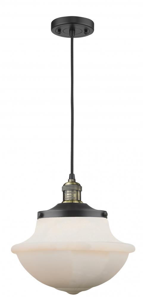 Oxford - 1 Light - 12 inch - Black Antique Brass - Cord hung - Mini Pendant