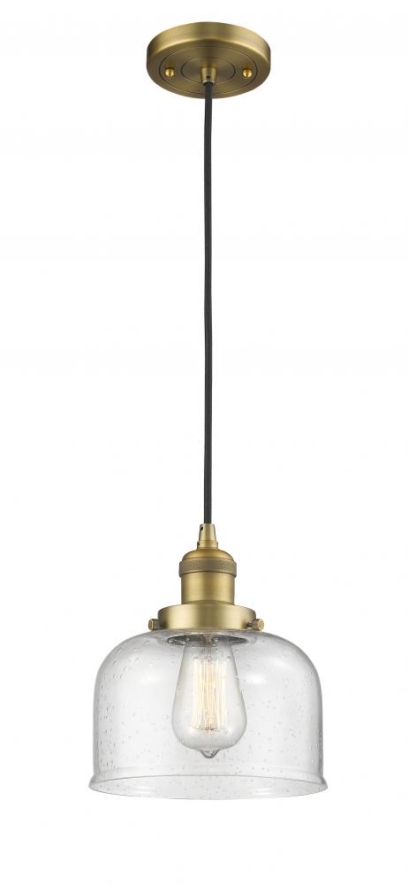 Bell - 1 Light - 8 inch - Brushed Brass - Cord hung - Mini Pendant