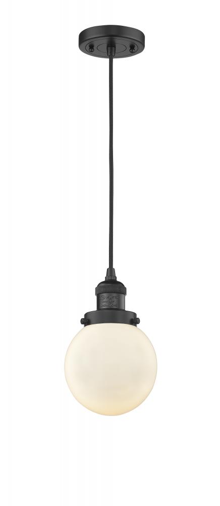 Beacon - 1 Light - 6 inch - Matte Black - Cord hung - Mini Pendant