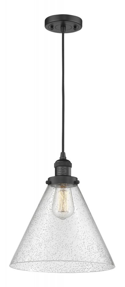 Cone - 1 Light - 12 inch - Matte Black - Cord hung - Mini Pendant