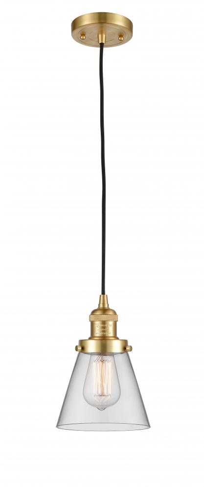 Cone - 1 Light - 6 inch - Satin Gold - Cord hung - Mini Pendant