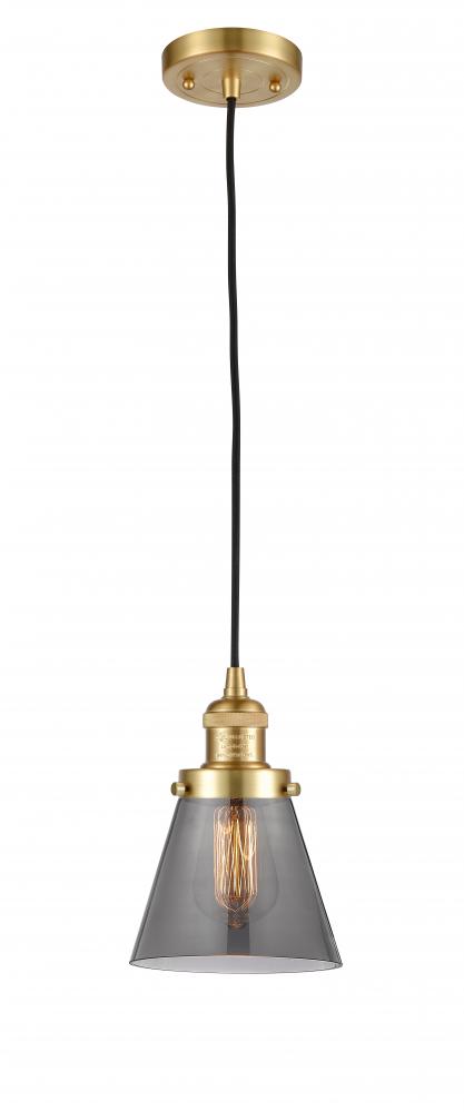 Cone - 1 Light - 6 inch - Satin Gold - Cord hung - Mini Pendant