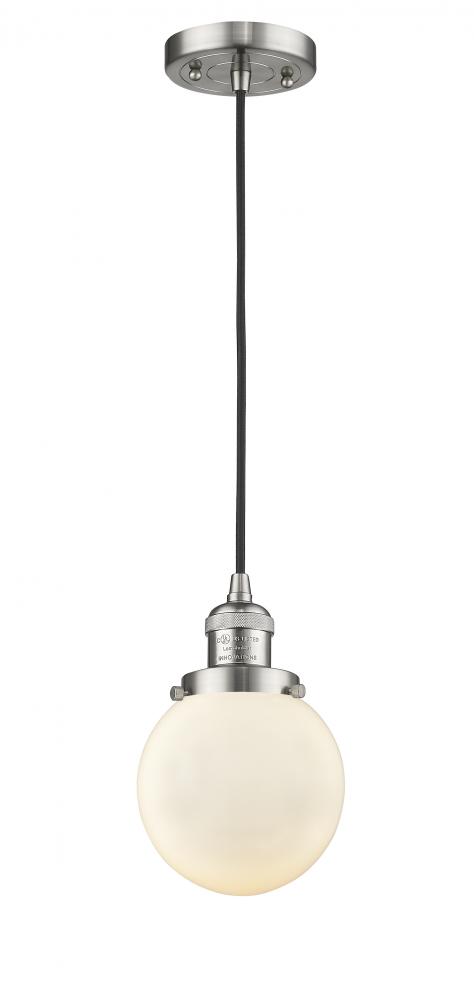 Beacon - 1 Light - 6 inch - Brushed Satin Nickel - Cord hung - Mini Pendant