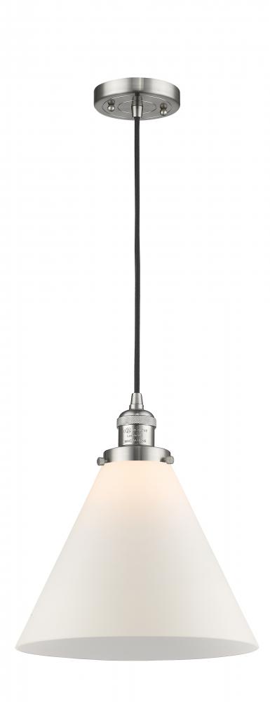 Cone - 1 Light - 12 inch - Brushed Satin Nickel - Cord hung - Mini Pendant